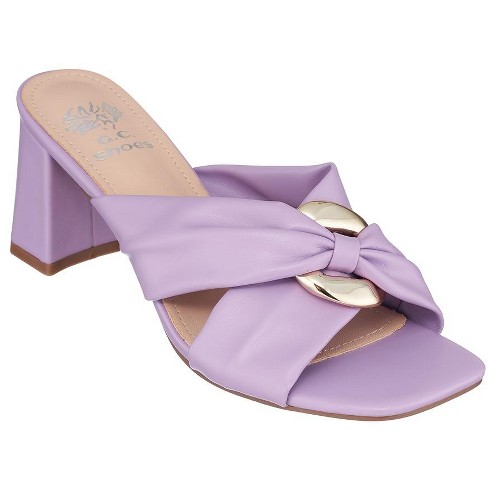 GC Shoes Zane Purple 8.5 Knotted Cross Strap Block Heel Sandals