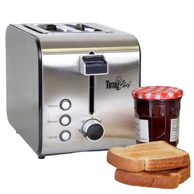 Total Chef 2-Slice Stainless Steel Toaster with Defrost and Reheat