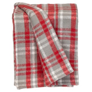 HomeRoots Red Woven Cotton Plaid Throw Blanket - 1 of 4