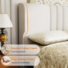 COMHOMA Queen Bed Frame, Upholstered Platform Bed with Headboard Wingback, Soft Line Fabric, No Box Spring Needed,Ivory White - 3 of 4