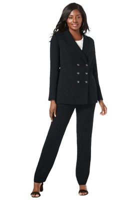 Jessica London Women's Plus Size Double-breasted Pantsuit - 12 W, Black :  Target