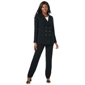 Jessica London Women's Plus Size 2-Piece Double-Breasted Pantsuit - 1 of 4