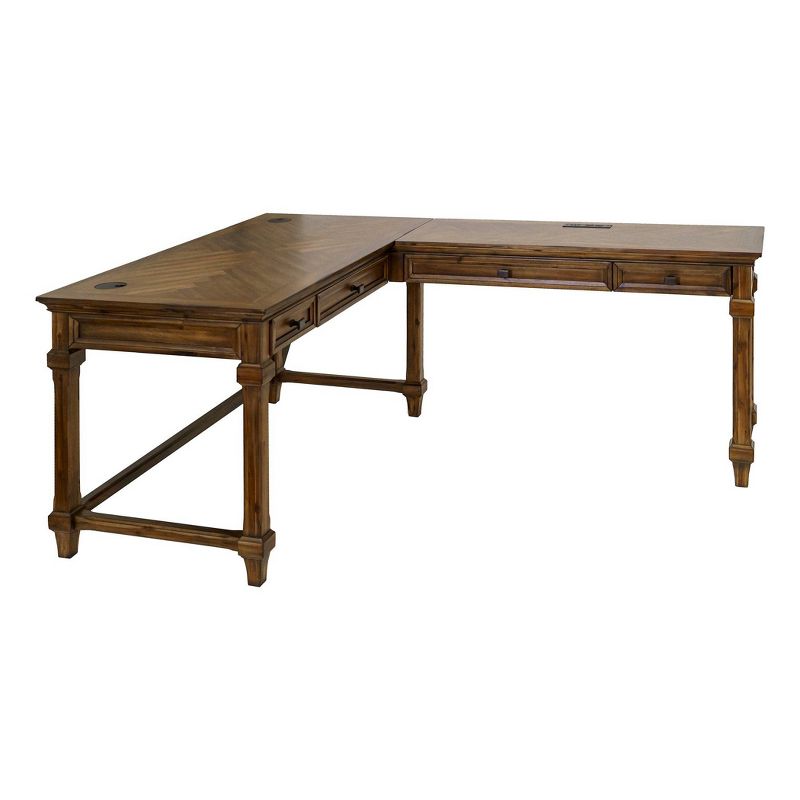 Porter Traditional Wood Open L-Desk &#38; Return Brown - Martin Furniture, 1 of 13