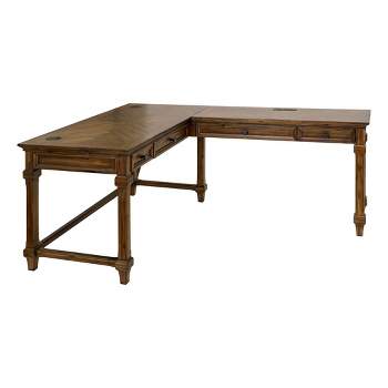 Porter Traditional Wood Open L-Desk & Return Brown - Martin Furniture