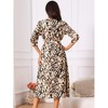 INSPIRE CHIC Women's Boho V Neck 3/4 Sleeve Button Cuff Tie Waist Midi Flowy Casual Shirt Dress with Pockets - 4 of 4
