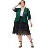 Women's Plus Size Floral Lace Open Front 3/4 Sleeve  Elegant Lightweight Cardigans - Agnes Orinda - 2 of 4