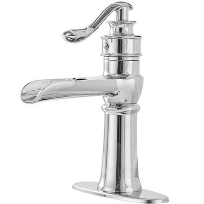BWE Waterfall Single Hole Single-Handle Low-Arc Bathroom Faucet With Supply Line
