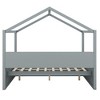 Full Size Wooden House Bed with Shelves and a Mini-cabinet, Gray - 3 of 4