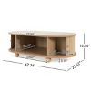 47" Oval Storage Side Table with Accordion Door,Natural Retro Wood Coffee Table with Hidden Compartment for Living Room–The Pop Home - 4 of 4