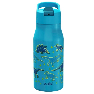 Image of Zak Designs 14oz Double Walled Stainless Steel Tranquility Straw Water Bottle - Blue Dino