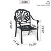 SKRAN Cast Aluminum Patio Dining Chair Set with Black Frame and Brown Cushions -  Outdoor Garden Furniture Set - 3 of 4