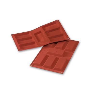 Silikomart Silicone Flexible Bakeware Financier 1.7 Oz, 3.74" x 1.77" x 0.47" High, 7 Cavities