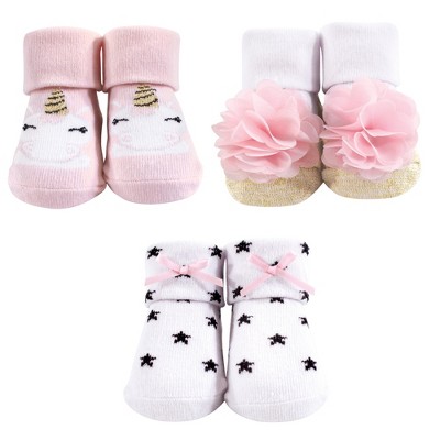 Hudson Baby Infant Girl Socks Boxed Giftset, Gold Unicorn, One Size