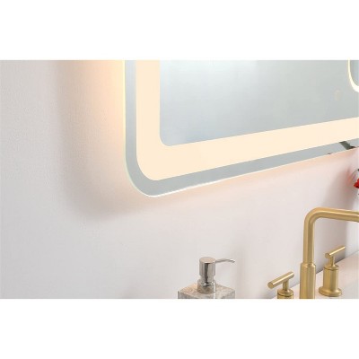 Glossy White LED Bathroom Mirror with Magnifier and Touch Sensor