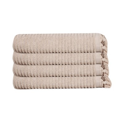 Olive and Linen Ribbed Loom Terry Hand Towel Bundle
