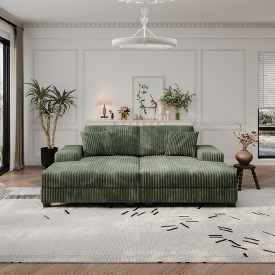 Convertible Corduroy Sectional Sofa,Modern Sleeper Couch,Oversized Living Room Lounge Chair - The Pop Home