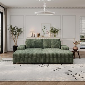 Convertible Corduroy Sectional Sofa,Modern Sleeper Couch,Oversized Living Room Lounge Chair - The Pop Home - 1 of 4