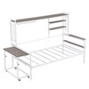 Full/Twin Size Metal Daybed, Platform Bed Frame with Movable Desk, Metal Grid, Shelves -ModernLuxe - 4 of 4