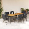 vidaXL 7-Piece Patio Dining Set with Cushions - Poly Rattan, Gray & Navy Blue, Weather-Resistant, Comfortable, Cleans Easy - 2 of 4