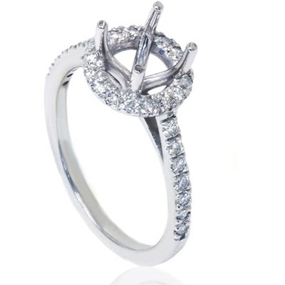 Pompeii3 1/3ct Halo Diamond Ring Setting 14K White Gold