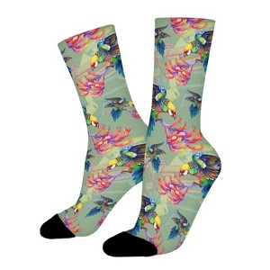 Bright Birds On Branches Women Printed Crew Socks Funny Funky Socks Soft Polyester Novelty Gifts for Artists Men - 1 of 1