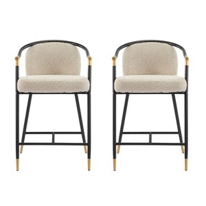 Upholstered Counter Stool with Metal Frame (Set of 2) - 1 of 4