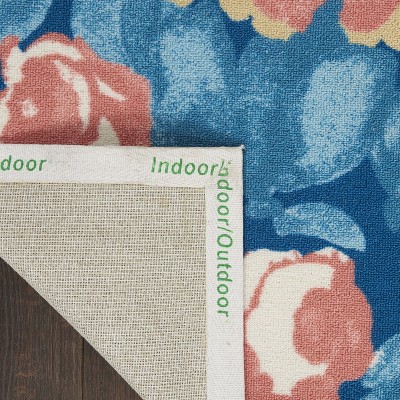 Handmade Blue Floral Synthetic 5' x 7' Rectangular Rug