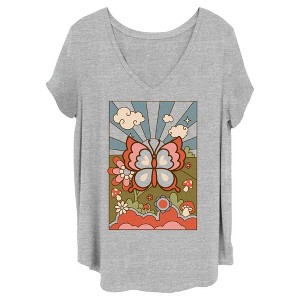 Juniors Womens Lost Gods Retro Butterfly Tarot T-Shirt - 1 of 4