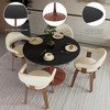 LeisureMod Bristol Round Dining Table with MDF Top and Cherry Steel Pedestal Base for Modern Kitchen and Dining Room - 4 of 4