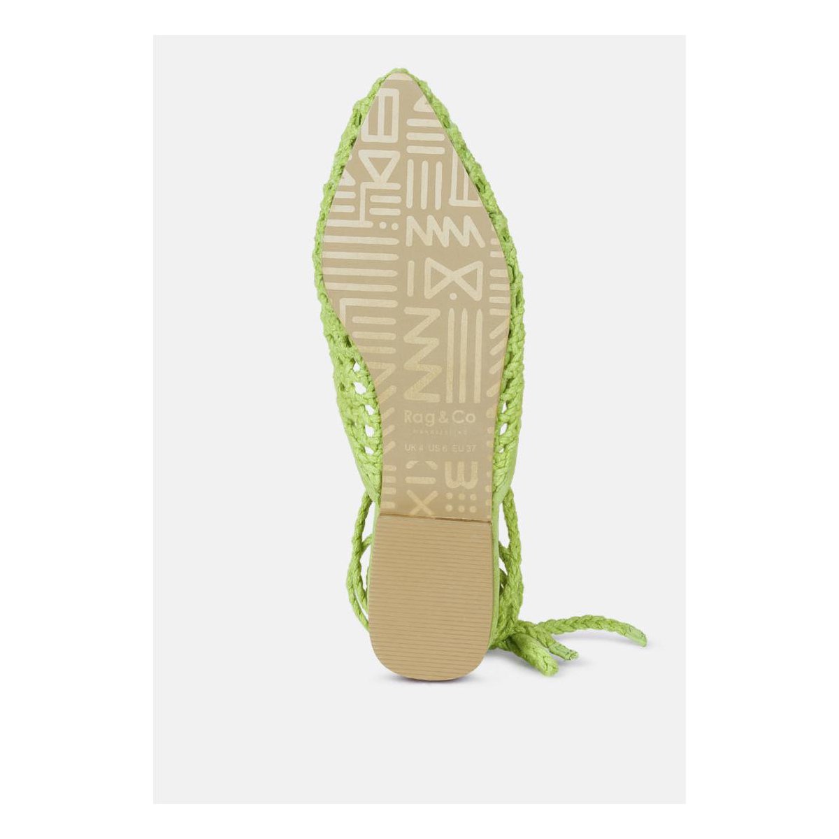 Женские сабо Rag & Co Womens Tutsi Handwoven Honeycomb Cotton Mule Flats Green Tie-Up 6 — фото 8