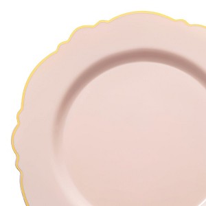 Smarty Had A Party 7.5" Pink w/ Gold Rim Blossom Plastic Salad Plates - 120 pcs - 1 of 4
