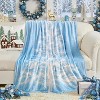 Lomsoe Blue and White Xmas Tree Flannel Throw Blanket, Winter Holiday Decorative Blankets, Super Soft Cozy Throw Blankets for Home Sofa Couch - 2 of 4