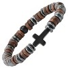 Steeltime Men's hematite, wood and black agate beaded bracelet - 2 of 4