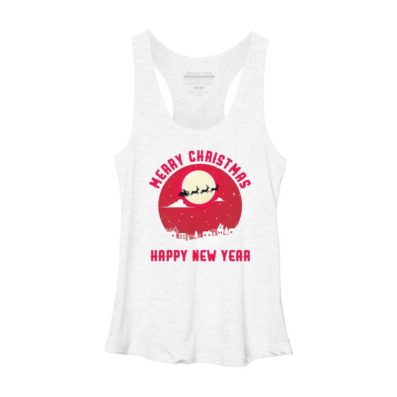 Women's Design By Humans Merry Christmas - Happy New Year By thriftjd Racerback Tank Top, 1 of 4