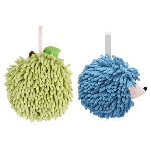 REGALWOVEN 2 Pcs Comfortable Soft Absorbent Chenille Ball Fuzzy Hand Towel for Home Decor - 1 of 4