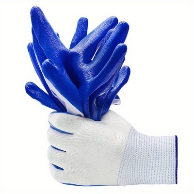 Paaaawaters 10pairs Work Gloves for Men Women Non-slip, Nitrile Rubber Coated Working Garden Yard Gloves Bulk with Grip Lightweight
