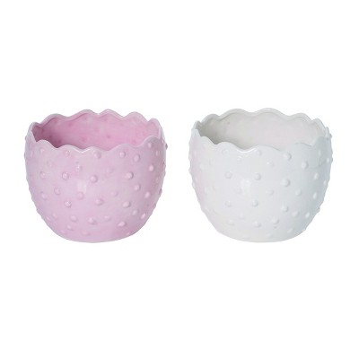 Transpac Large Dolomite Hobnail Easter Egg Planter Set of 2 Multicolored Indoor Tabletop Decor for Easter Gifts