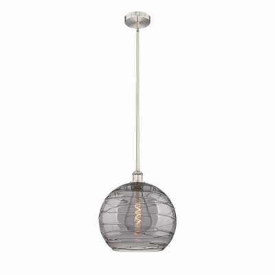 Athens Deco Swirl - 1 Light Stem Hung Pendant In Industrial Style-14.63 Inches Tall and 13.75 Inches Wide