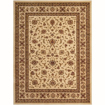 Cream Floral Synthetic 9' x 12' Easy Care Rug