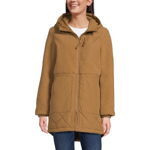 Lands' End Women's High Pile Quilted Mixed Media Parka - 1 of 4