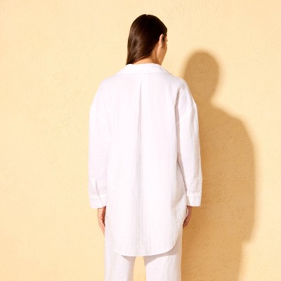 Shade & Shore Women's Gauze Shirt Dress Swim Cover Up - Shade & Shore™ White XL — фото 2