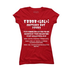 Junior's Design By Humans Halloween Error 404 Costume Not Found Apparel, Funny Geeky By khaledned99 T-Shirt - 1 of 3