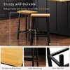 OUTSUPPLY Solid Wood Bar Stools Set of 2, Kitchen Chairs with Footrest, Farmhouse Style Backless Stools for Island, Dining Room - 4 of 4