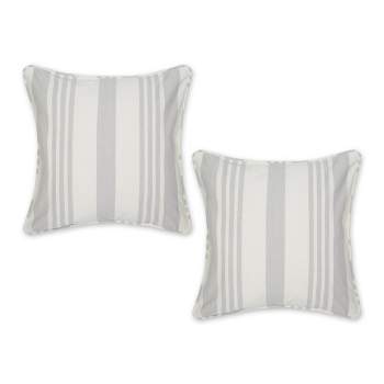 2pc 18"x18" Bold Chambray Striped Recycled Cotton Square Throw Pillow Cover - Design Imports
