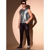 INSPIRE CHIC Men's Sleeveless Crew Neck Disco Metallic Shiny Tank Tops - 2 of 4