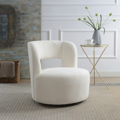 Modern Swivel Accent Chair with Soft Upholstery,Compact Swivel Chair,Comfortable Barrel Chair for Living Room Reading Corner-Maison Boucle