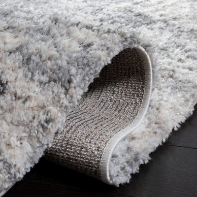 Ivory Synthetic Hand-knotted Shag Runner Rug 2' x 10'