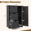 Costway Bathroom Floor Cabinet Side Storage Cabinet with 3 Drawers and 1 Cupboard Grey\ Black - 3 of 4