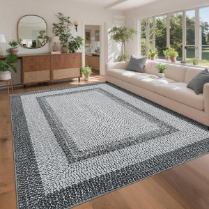 Braided Print Area Rug - 100% Polyester, 350gsm Pile Weight, TPR Non-Slip Backing, Washable, Farmhouse Design, Multiple Sizes - 1 of 4