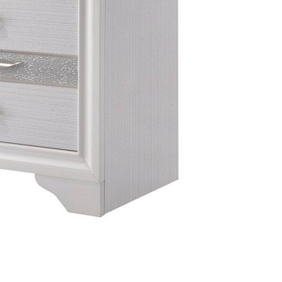 Elegant Naima 3-Drawer White Nightstand with Light Gray Trim